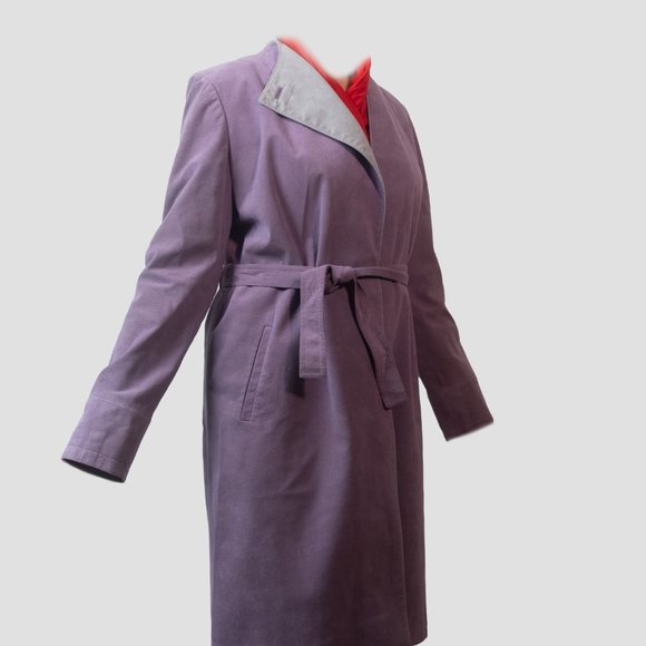 Vintage trench coat vegan suede by Montroy - Picture 8 of 15